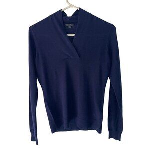 Brooks Brothers Womens Sweater Size XS Blue Shawl Neck Long Sleeve Silk